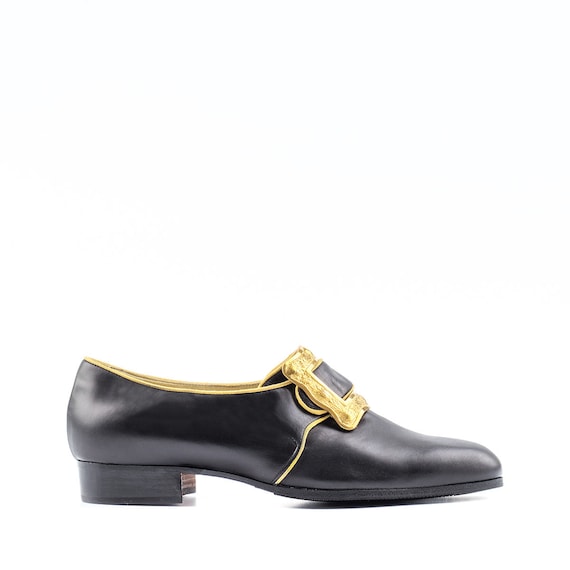 Rococ Black Leather Man Shoe, Gold Trim, 18th Century Style - Etsy