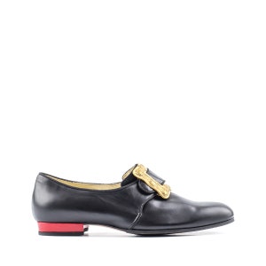 Ottocento scarpe storiche uomo in pelle nera e rossa modello 737_20 con fibbie Paoul Louis