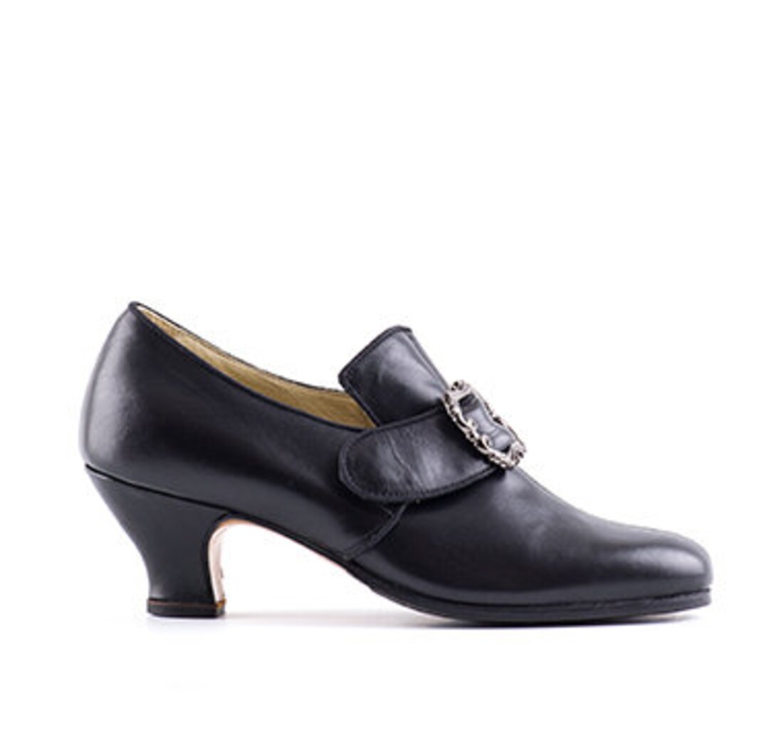 18th Century Historical Woman Shoes in Black Leather Style - Etsy