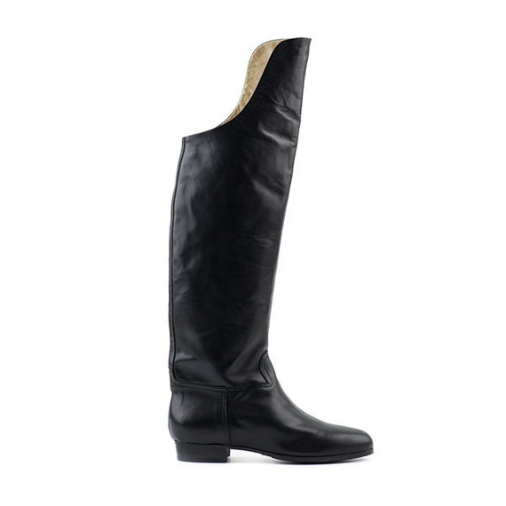 black leather wellington boots