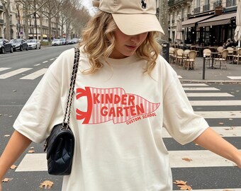 Custom Kindergarten Teacher Shirt, Kinder Team Pennant Tee, Back To School Shirt, Elementary Teacher Gift
