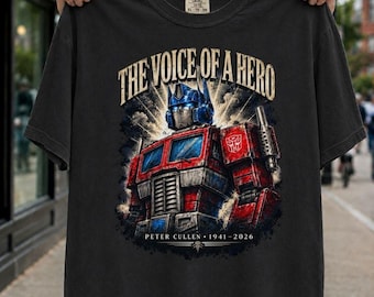 Peter Cullen Tribute Shirt, Voice Actor Tee, Optimus Inspired Graphic, 1980s Pop Culture Shirt, Comic Book Fan Gift, Peter Cullen Memorial 3