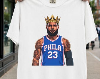 King LeBron Philadelphia Basketball Shirt, LeBron #23 Graphic Tee, Retro NBA Fan Shirt, Philly Basketball Gift, Game Day Unisex Tee