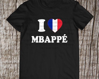 I Heart Mbappé Shirt, Kylian Mbappé France Soccer Fan Tee, France Football Graphic T-Shirt, French Football Lover Gift for Fans
