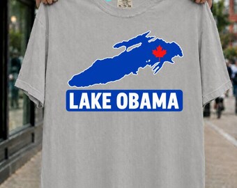 Lake Obama Shirt, obama 2028 Shirt, obama shirt, Funny Great Lakes Tee, Absurdist Meme T-Shirt, Surreal Humor Top, Gen Z Political Gag