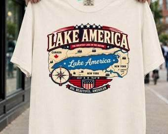 Lake America Shirt, Est 2026 Canada USA Tee, Great Lakes Graphic T-Shirt, Vintage Lake Lover Gift, Retro Outdoor Adventure Tee #2