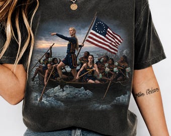 Sophie Cunningham Caitlin Clark Crossing The Delaware Shirt, Indiana Fever Vintage Basketball Tee, Women's Basketball Graphic T-Shirt