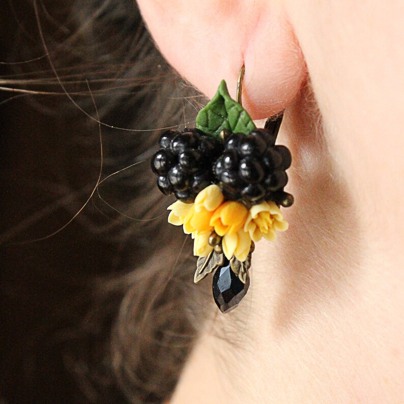 Cherry earrings Blackberry earings Blueberry earrings Berries Etsy