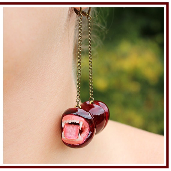 Cherry earrings Berry earrings Juicy cherry Сarnivorous Etsy