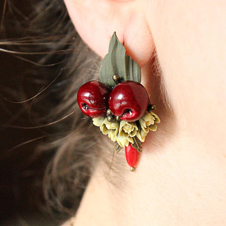 Cherry earrings Blackberry earings Blueberry earrings Berries Etsy