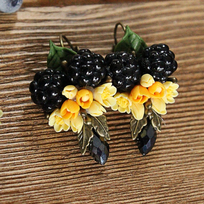 Cherry earrings Blackberry earings Blueberry earrings Berries Etsy