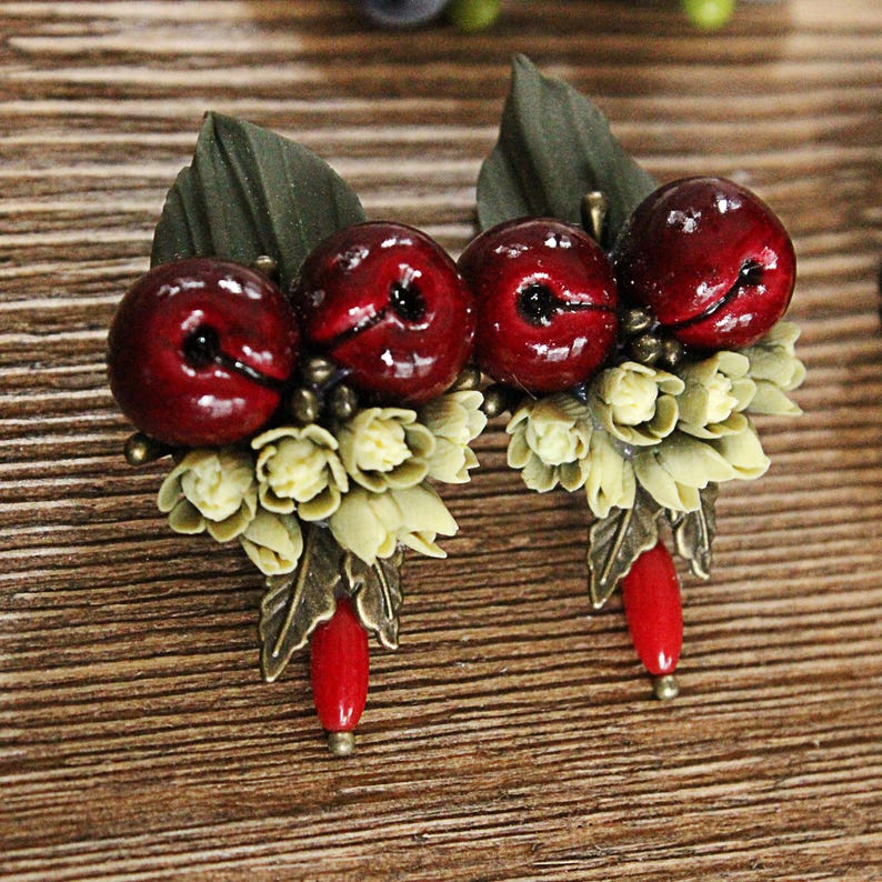 Cherry earrings Blackberry earings Blueberry earrings Berries Etsy