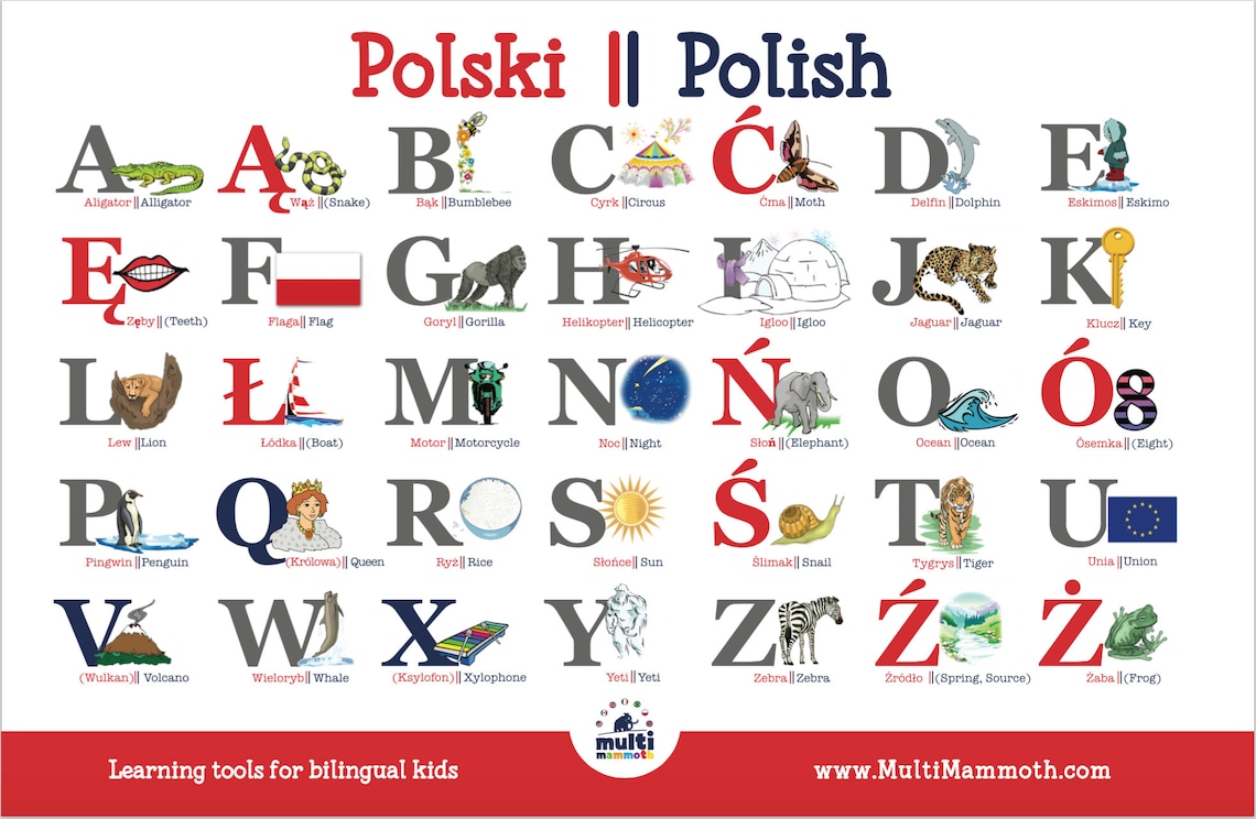 Set of TWO Polish English bilingual alphabet placemats Etsy Polska