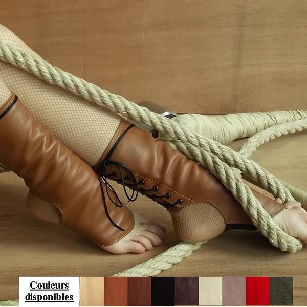 guetre tout en cuir,SUR MESURES, couleur au choix, pour cirque et pole dance(bottes de trapeze tissus cerceau aerien, gaiters, aerial boots)