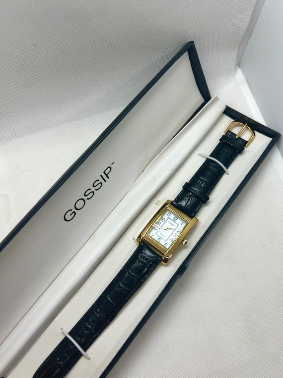 Gossip Black And Gold Tone Leather Watch