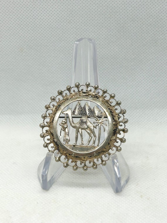 Art Deco Sterling Egyptian Brooch - image 2