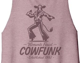 Canotta corta Phish Cowfunk - Canotta corta da donna Bella con spalline incrociate sulla schiena - Regali per fan dei Phish