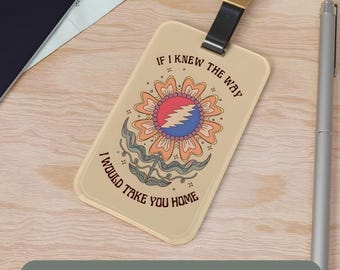 Grateful Dead Luggage Tag, Ripple Lyrics, Retro Flowers, Custom Deadhead Gifts, Personalized Song Lyrics, Music Lovers
