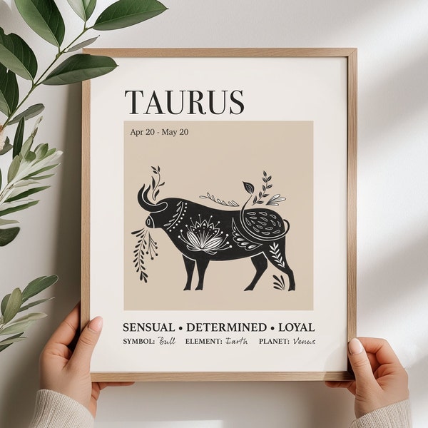 Taurus Zodiac Poster, Taurus  Birthday, Wall Decor, Taurus  Astrology Print, Personalize Zodiac Gift, Star Sign Poster, Zodiac Art, Unframed