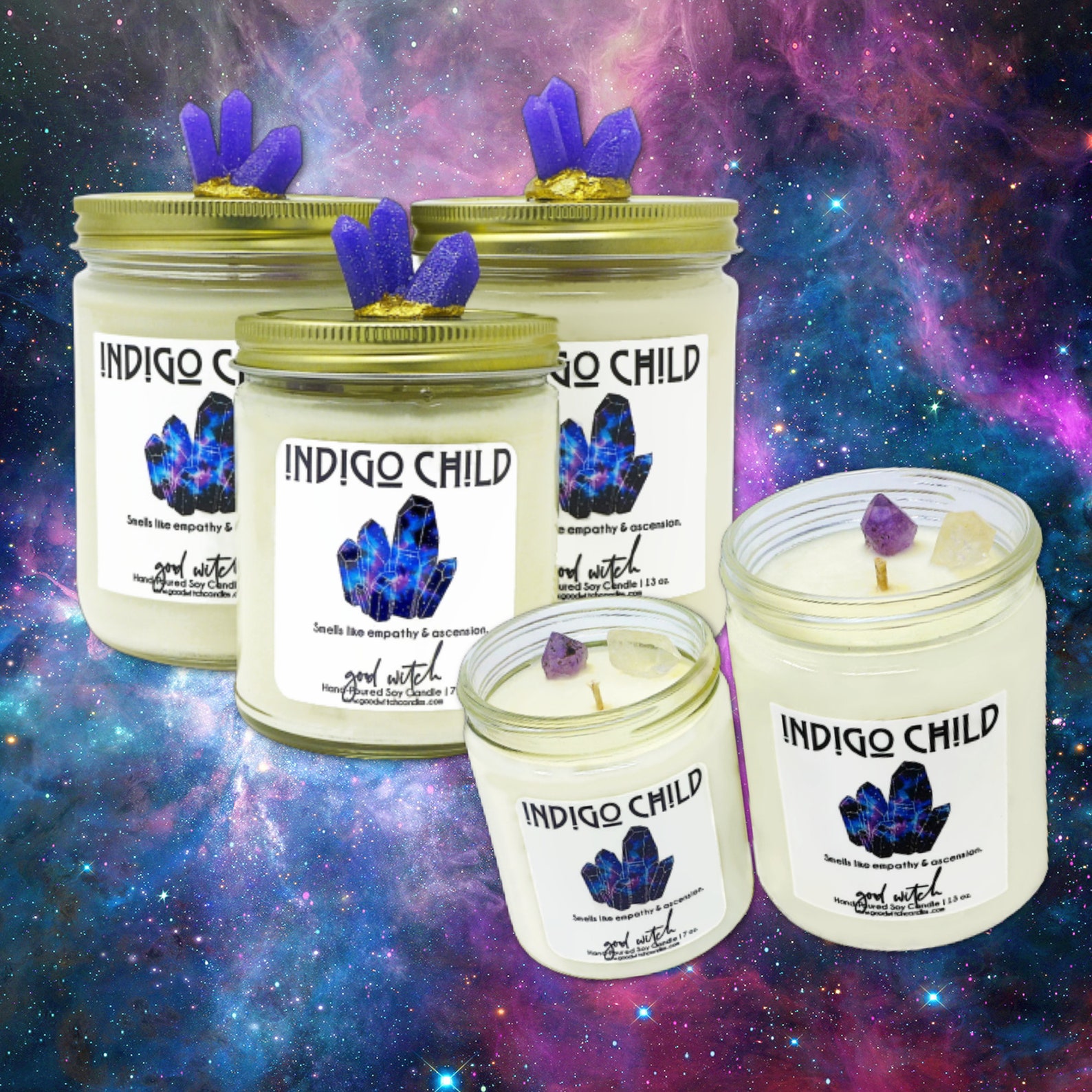 Cool Candle Indigo Child Amethyst & Clear Quartz Soy Etsy