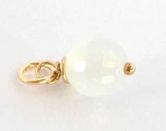 Moonstone & Gold Filled Add on Charm / Tiny 6mm Faceted White Moon Stone / June Birthstone / DIY Wedding Jewelry Making Chain Hoops Bracelet
