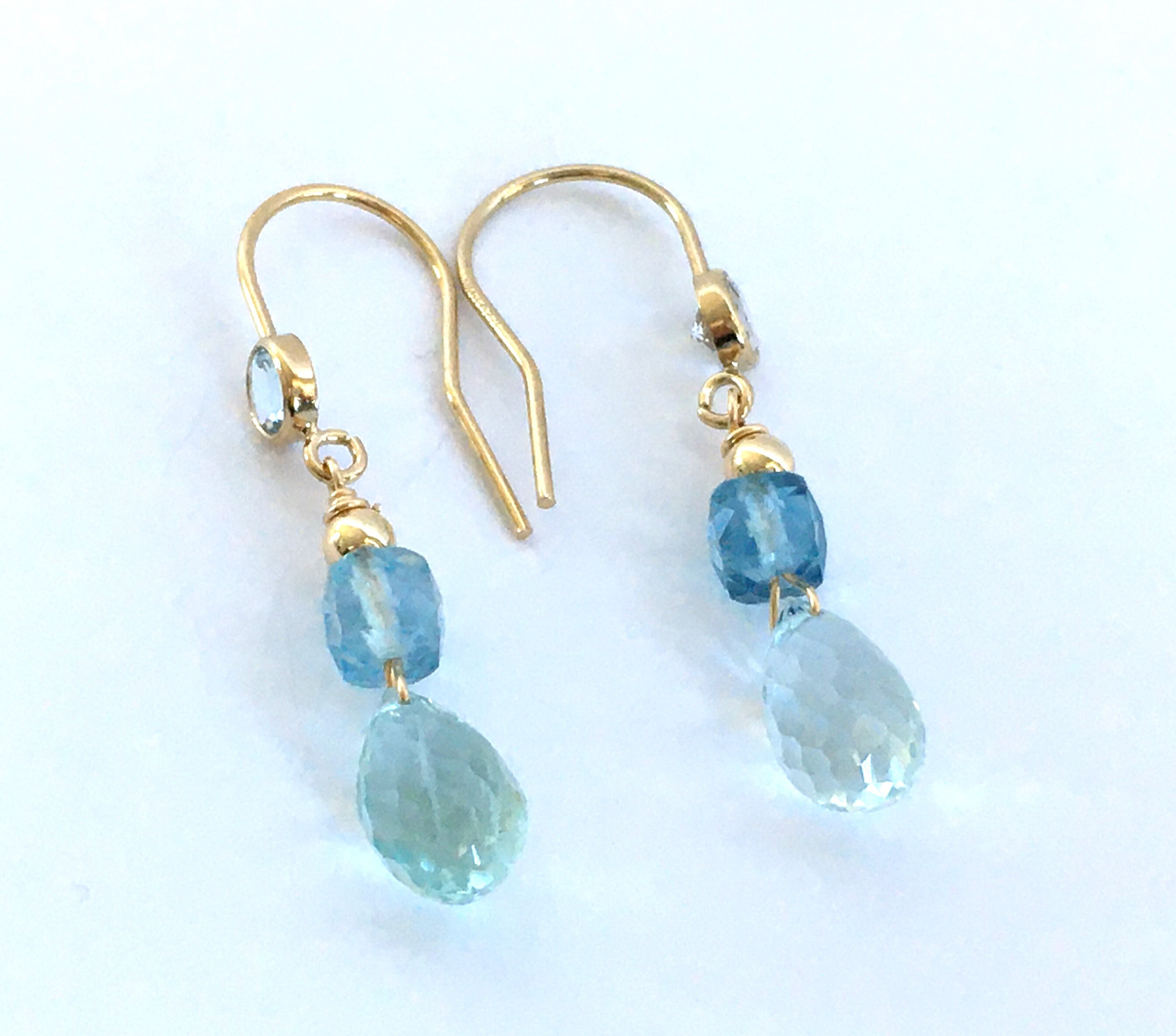 585er Gelbgold Ohrstecker Aquamarin Krappenfassung 1,45ct. Ohrringe S, 439,00