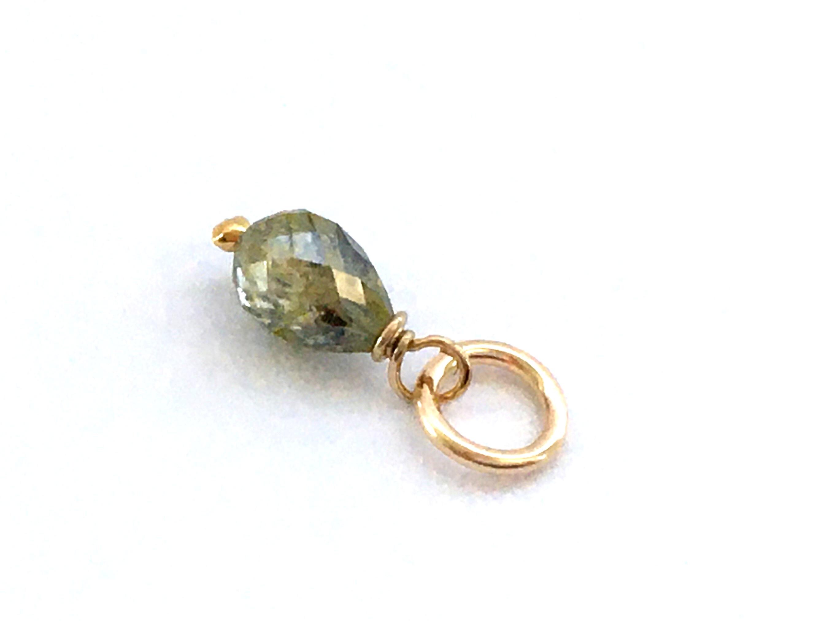 Diamond Drop & Gold Filled Charm / 0,37 ct / Genuine Faceted Light Gray and Black Diamond 4x1,5-3mm / Weddding Gift / Chain Hoops