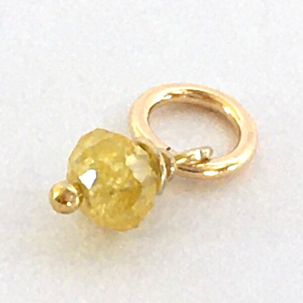 Diamant jaune rempli d’or Ajouter sur le charme / 0,16ct / Minuscule 2,5x1,75 mm Diamant à facettes / Pierre de naissance d’avril / Fabrication de bijoux DIY / Chaîne