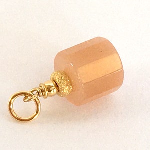 Moonstone & Gold Filled Add On Charm / 6,75x5,5 mm Orange Faceted Gemstone Rondelle / June Birthstone / DIY Jewelry Making Bracelet Chain