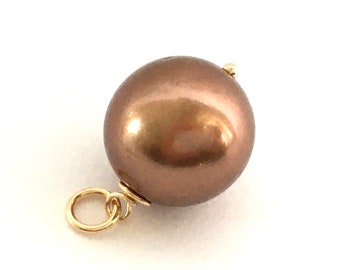 Tahiti Pearl & 14K Solid Gold Pendant / AA+ 10,5 mm Round Brown Tahitian Cultured Pearl / Chocolate Pearl / 585 Gold / DIY /  Necklace