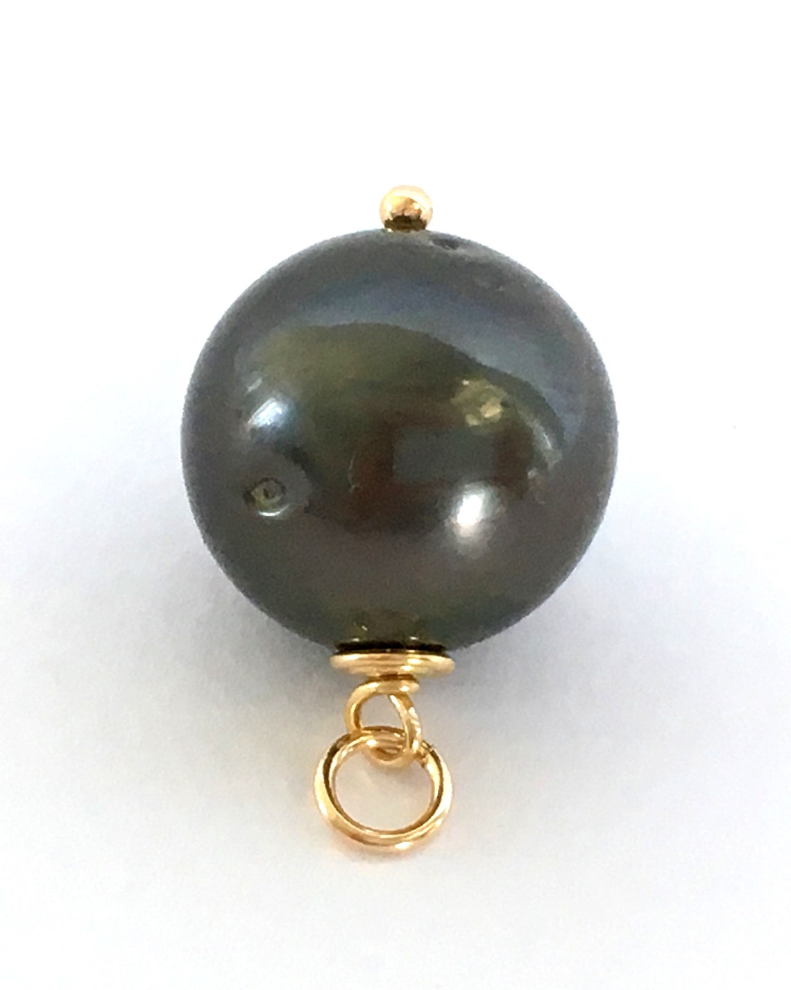 Perla tahití de 12 mm / colgante relleno de oro / AA 12 mm Etsy