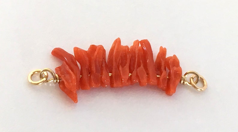 Coral /& Gold Filled Bar Pendant Natural Orange Red Mediterranean Sea Coral Branches Jewelry Making Supply DIY Chain Choker Necklace