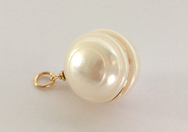 13x11 mm White Circled Pearl Large Round Pearl DIY Jewelry Making Supply Chain Necklace Freshwater Pearl /& Gold Filled Pendant A