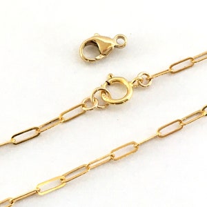 40 cm Gold Filled Rectangle Chain Necklace / 15.8 Inch Long Fine 5x2 mm Flat Paperclip Chain / Spring Ring or Lobster / Layered Layering