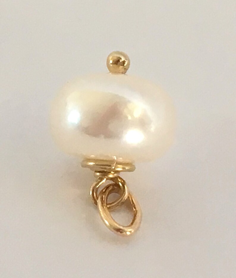 Button Pearl & Gold Filled Add on Charm / AA 8x5,5mm White Freshwater