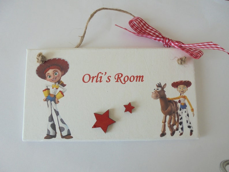 Toy Story Inspired Jessie Handmade  Personalised Childs Kids Door Wall Plaque Gift