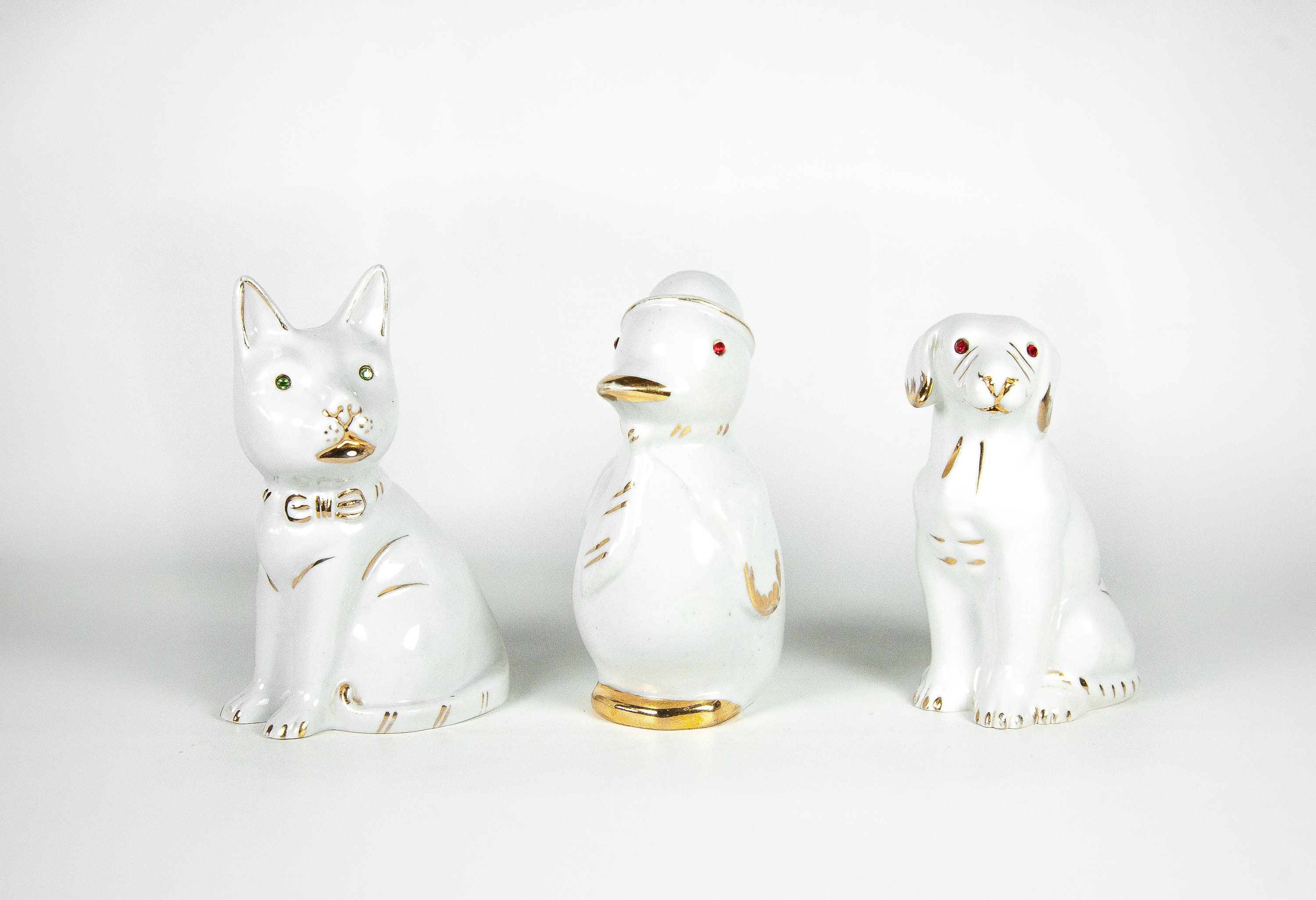 Figurine Animaux Vintage, Céramique, Statue Animaux, Chien, Chat, Pingouin, Décoratifs, Collection, 