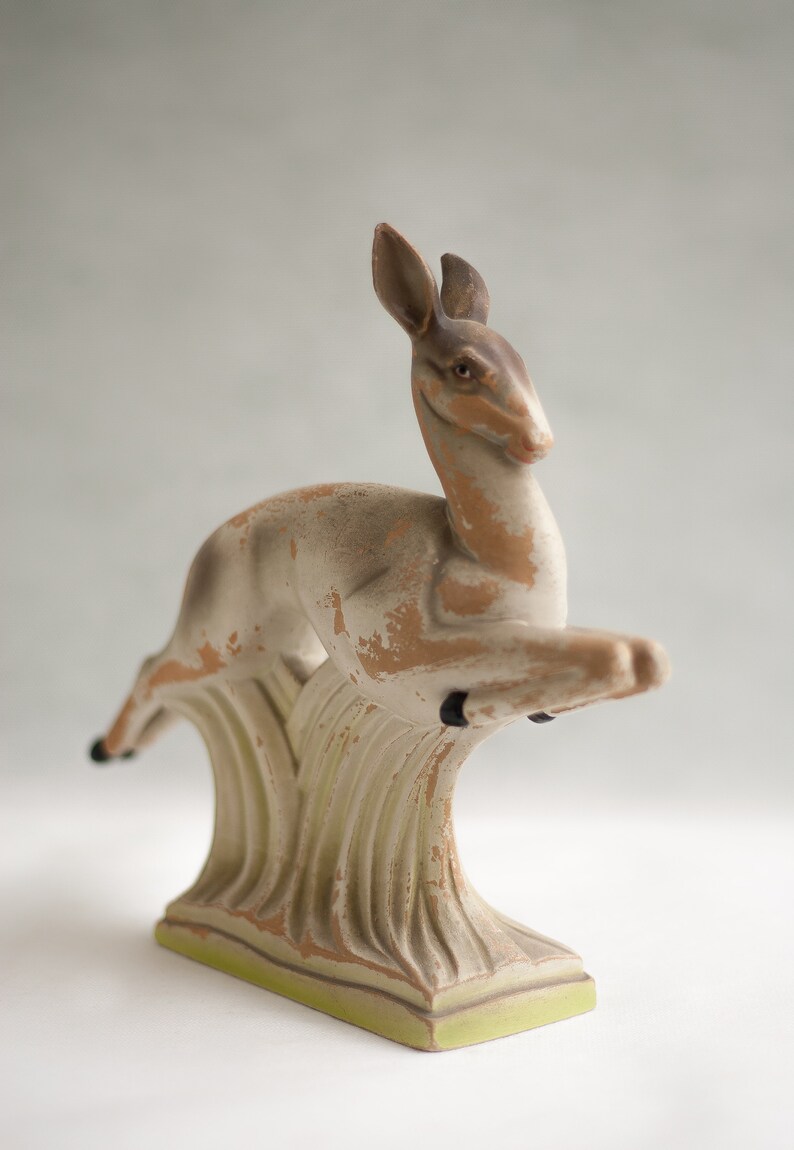 Vintage Statue Vintage Plaster Art Deco Doe Plaster Animal Etsy