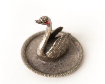 Vintage ring maker, swan ring holder, jewelry storage, EP Zinc Alloy silver, ring display, gift idea, swan, rings holder, gift