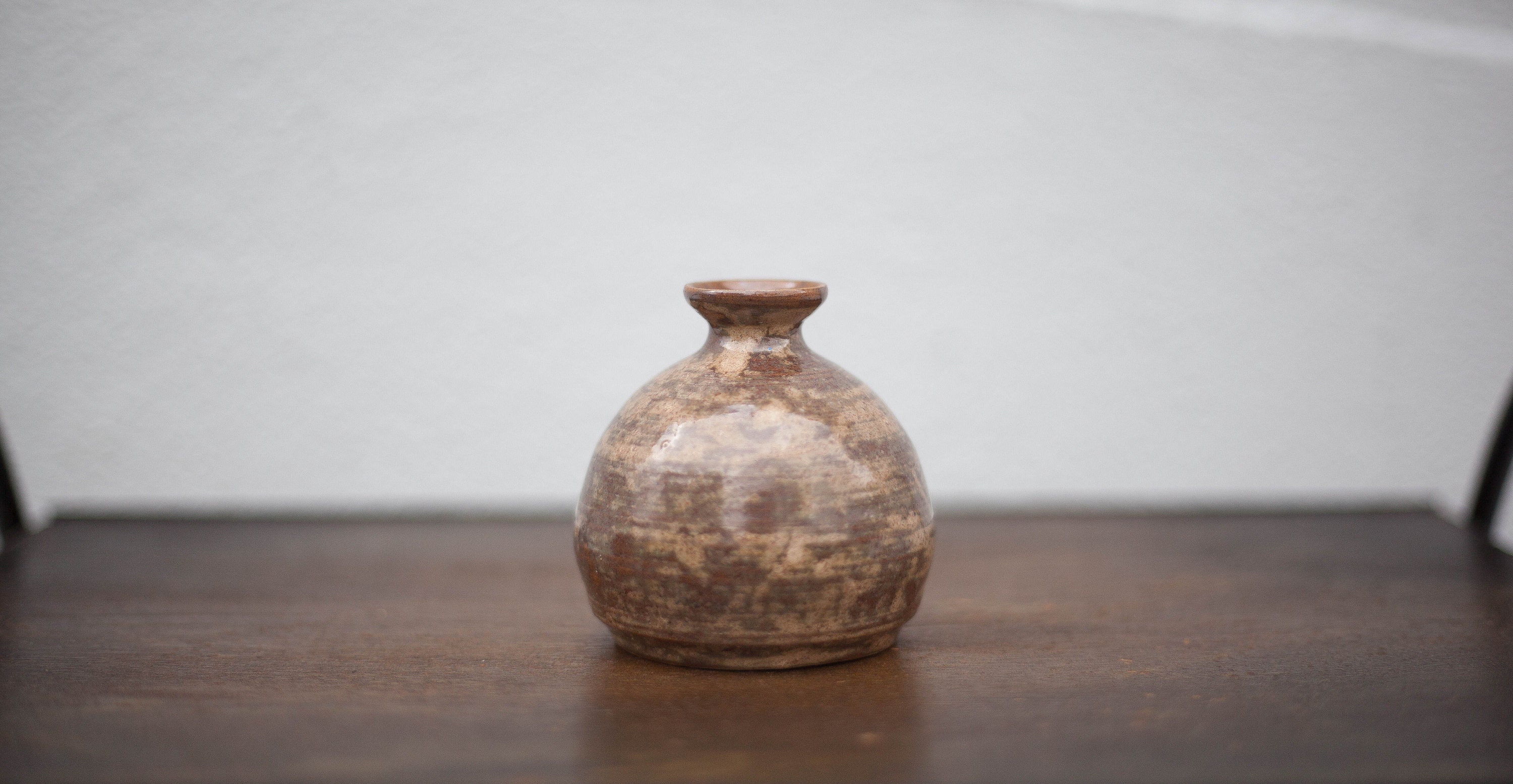 Soliflore vase, small signed ball vase, pottery, Dinan, interior decoration, pottery, home decor, vintage