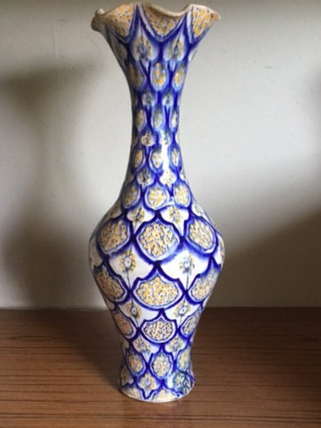 Large Signed Moroccan Vase, Safi Vase, Enamelled Terracotta Vase ...