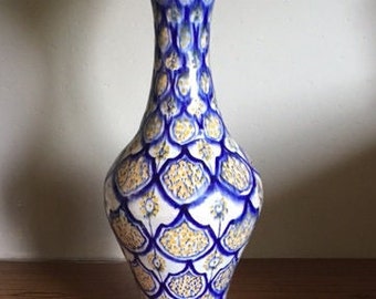 Grand vase marocain signé, Vase Safi, vase terre cuite émaillée, vase vintage, déco intérieur