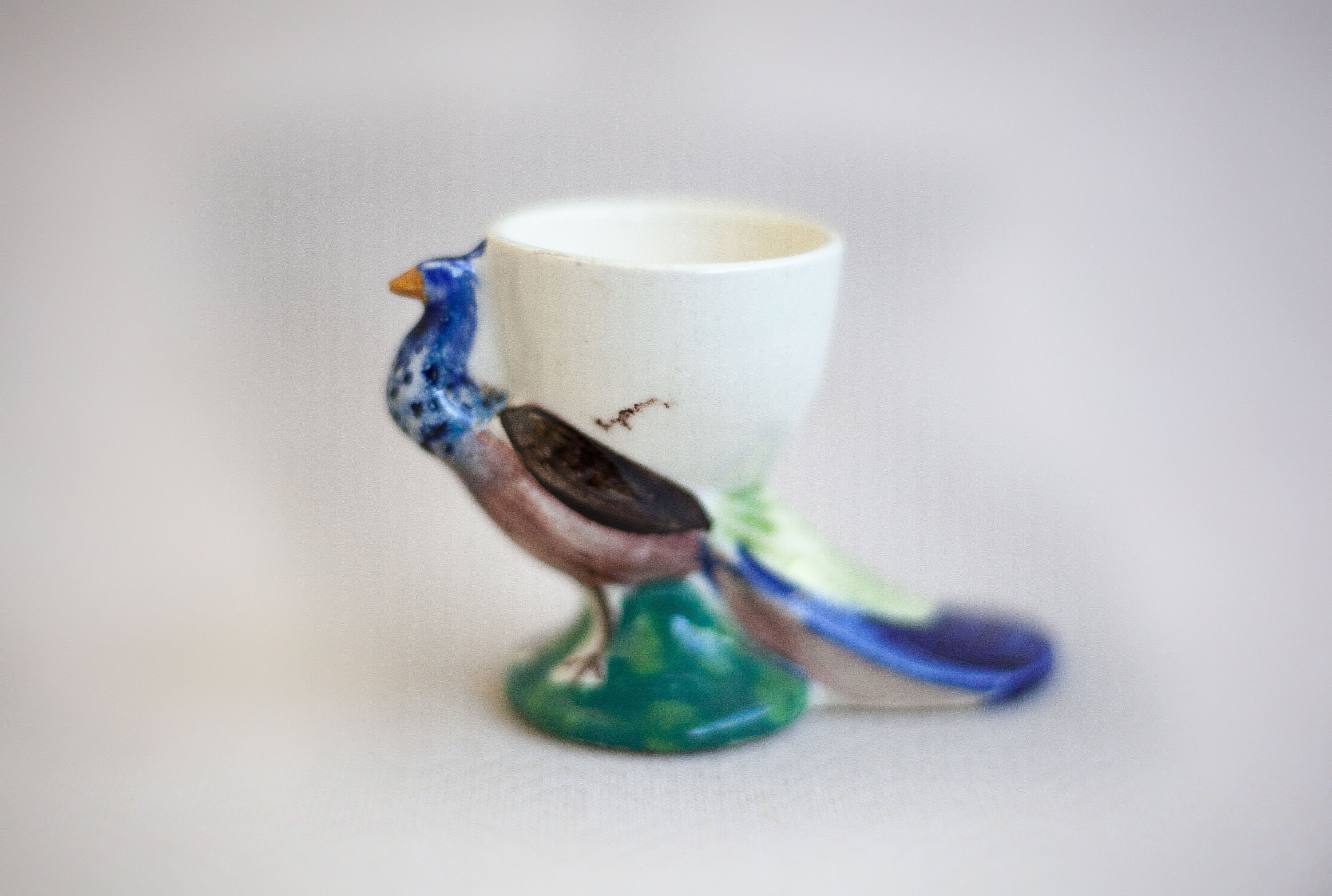 Coquetier Vintage, Coquetier Paon, Céramique Made in France, Poterie, Animal Collection, Breakfast, 