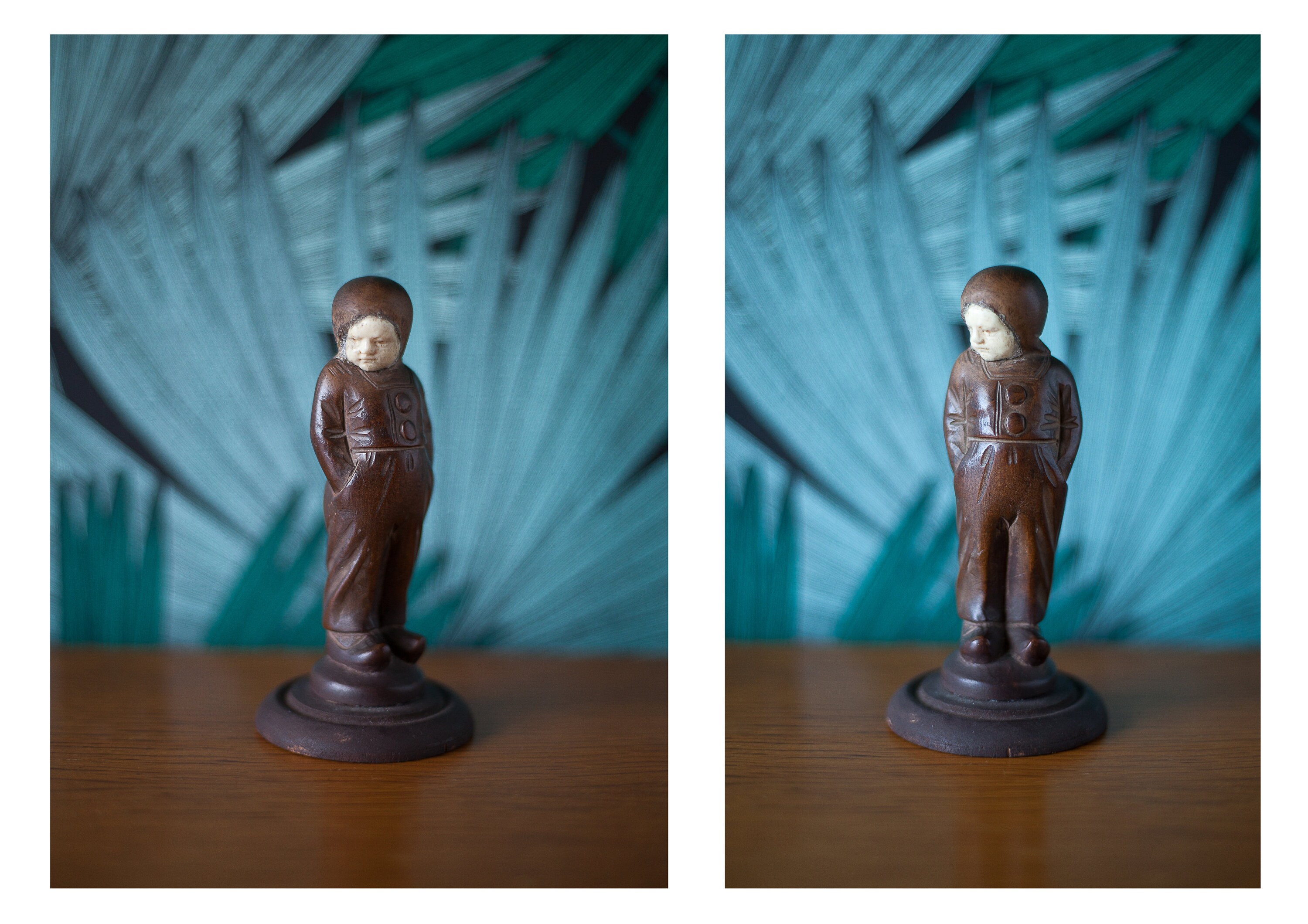 statue Vintage, Figurine Bois Sculpté, Enfant Gavroche, Décoration Intérieur, Collection, Hand Carve