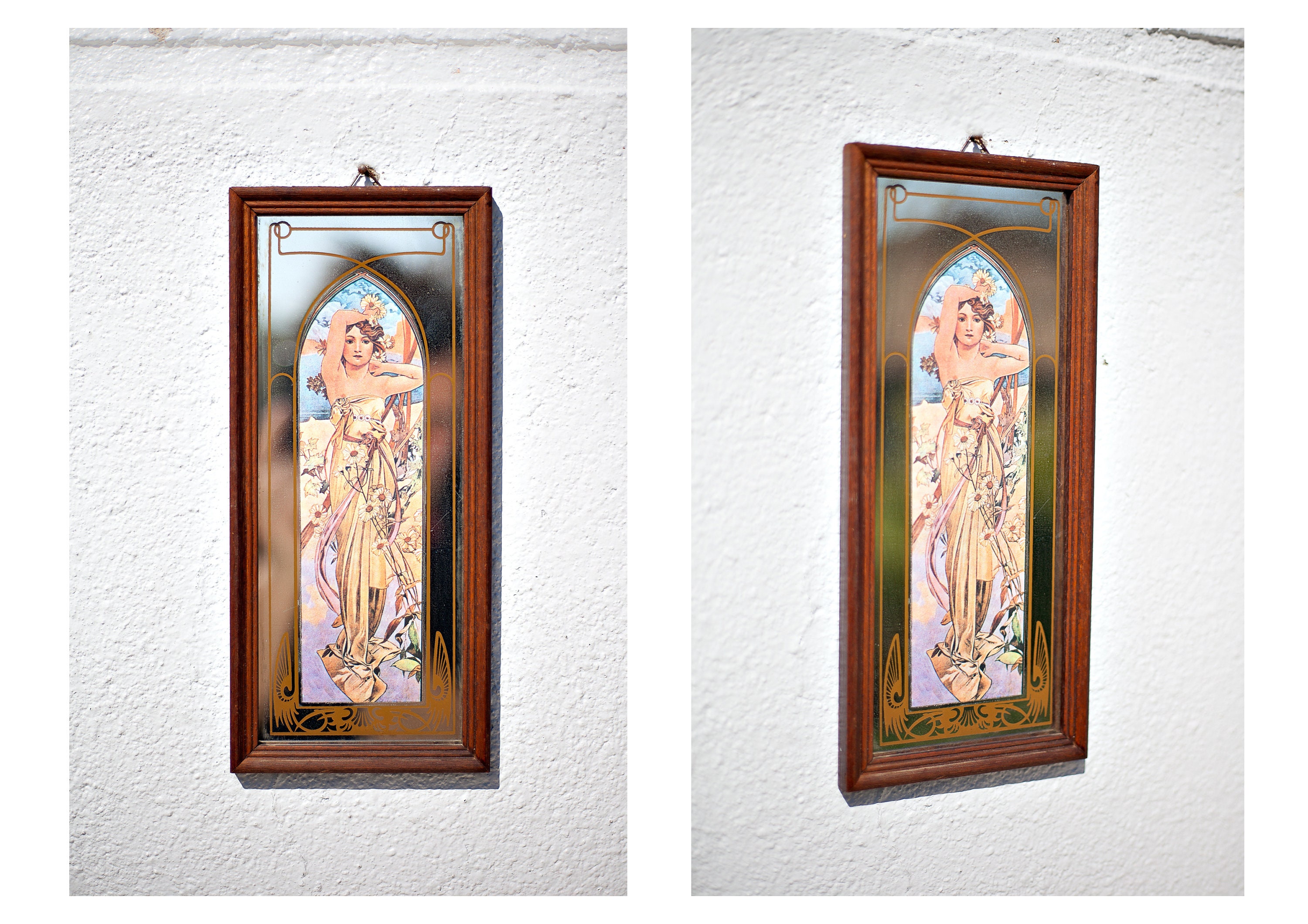 Tableau Vintage, Petit Cadre Mural, Impression Femme Art Nouveau, Mucha, Éclat Du Jour, Décoration I