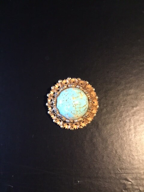 Vintage brooch, imitation turquoise brooch, fancy brooch, blue stone brooch, gift