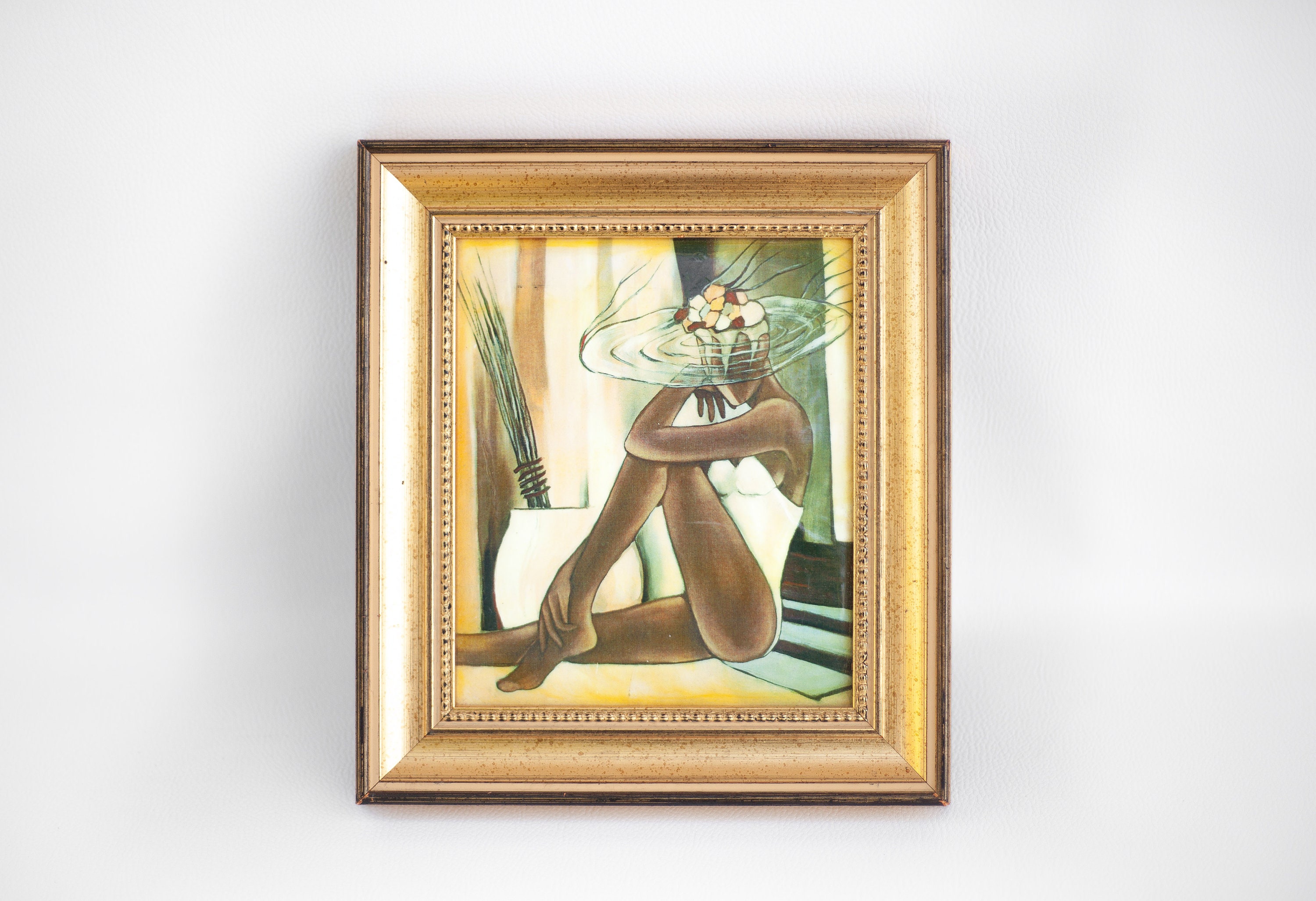 Cadre Vintage, Décoration Murale, Cadre Émaillé d'après Pierre Farel | Non Signé , Femme Stylisée, E