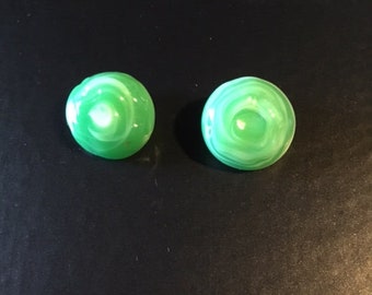 Jadeite earrings, vintage clip earrings, green stone, women&#39;s jewelry, gift