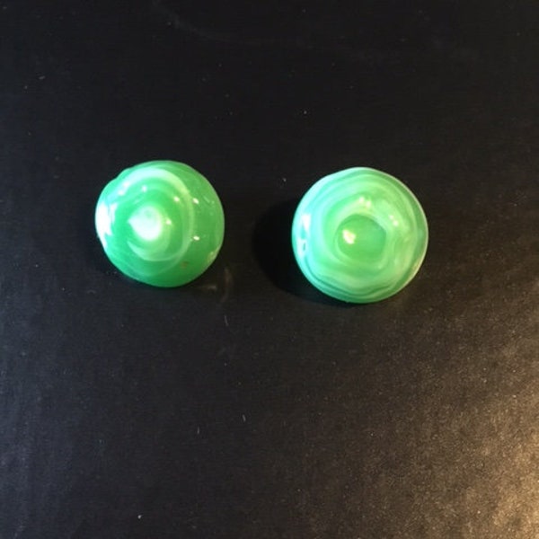 Jadeite earrings, vintage clip earrings, green stone, women's jewelry, gift