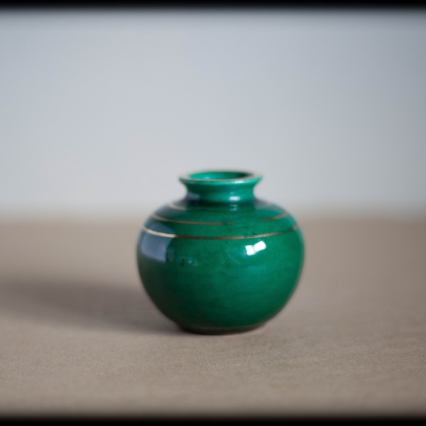 Vase  miniature St Clément France , vase céramique verte poterie, déco, home decor, vintage